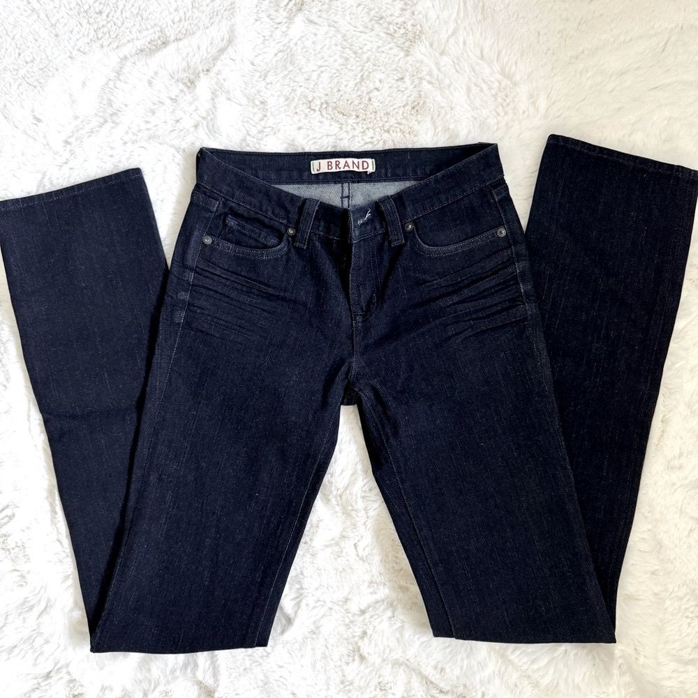 J Brand Cigarette Straight Leg Denim Jeans 24  Deep Indigo